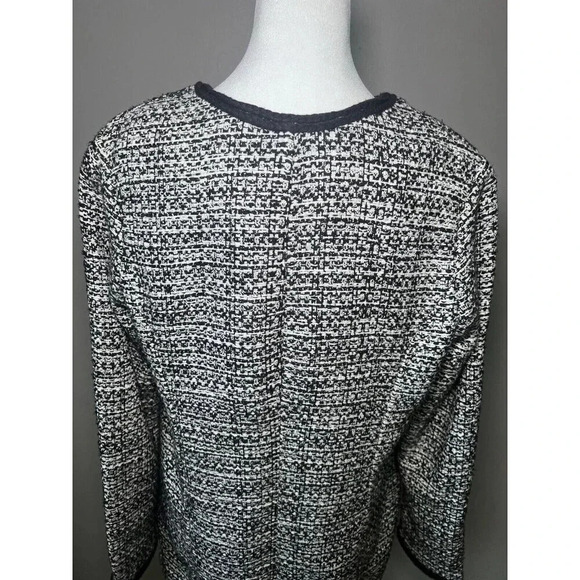 Talbots Tweed Long Blazer Coat Black White Pockets Buttons Size XS Workwear - Picture 6 of 10